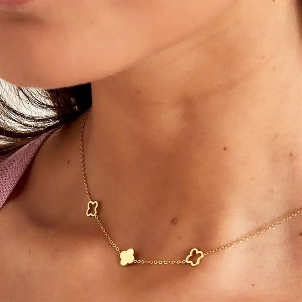Layered Necklace Pearl & Lock