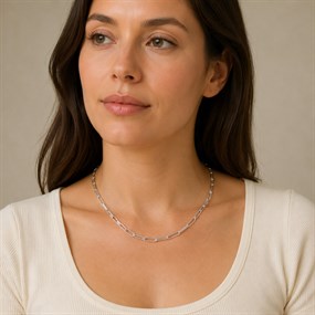 Élan Silver-Tone Paperclip Necklace
