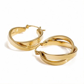 Ruban Gold Twisted Ribbon Hoops