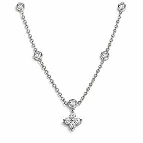 Fleur Silver-Tone Stone Flower Necklace