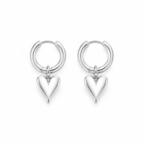 Coeur Small Silver Heart Hoops