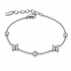 Fleur Silver-Tone Stone Flower Bracelet