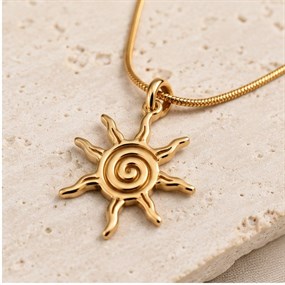 Soleil Spiral Sun Necklace – Gold-Tone