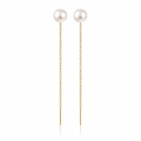 Perla Gold Pearl Threader Earrings