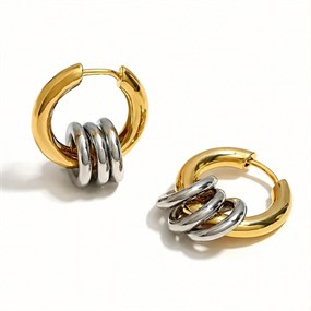 Duo Two-Tone Triple Ring Hoops