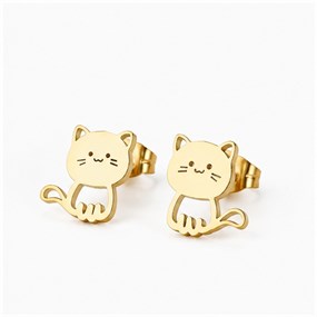 Micio Gold Cat Stud Earrings