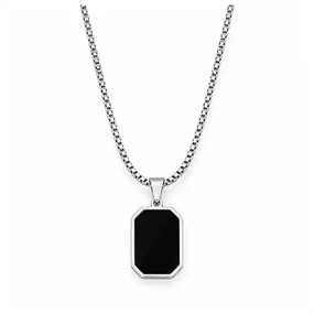 Noir Silver-Tone Black Pendant Necklace