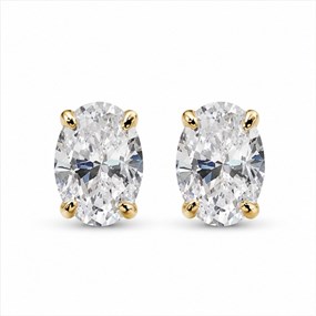 Éclat Gold Oval Crystal Stud Earrings