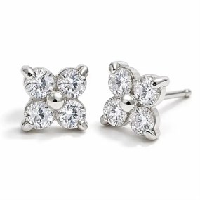 Fleur Silver-Tone Flower Stud Earrings