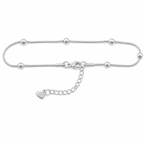 Perla Silver Beaded Anklet