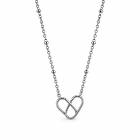 Amour Silver-Tone Open Heart Necklace