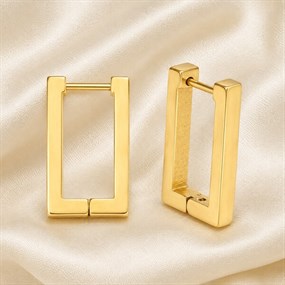 Cadre Gold-Tone Rectangular Hoop Earrings