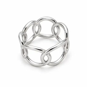 Anneau Silver-Tone Oval Link Ring