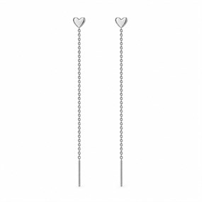 Amour Silver-Tone Heart Chain Earrings