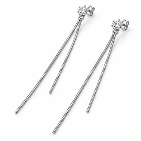 Ligne Silver-Tone Stone Chain Earrings
