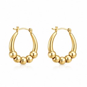 Perla Gold Five-Bead Hoop Earrings