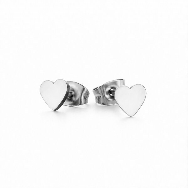 Amour Silver Mini Heart Stud Earrings