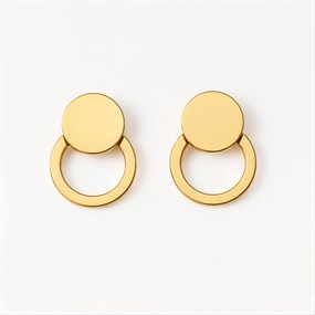 Duo Gold Circle Stud Earrings