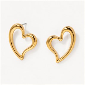 Amour Gold Organic Heart Studs