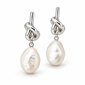 Perla Silver-Tone Knot Drop Earrings