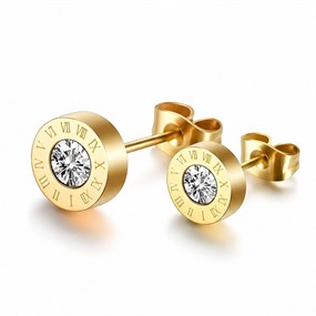 Roma Gold Crystal Stud Earrings