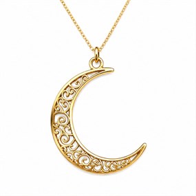 Luna Gold Filigree Moon Necklace