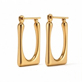Cadre Gold Rectangular Hoop Earrings