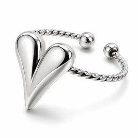 Amour Silver-Tone Heart Ring