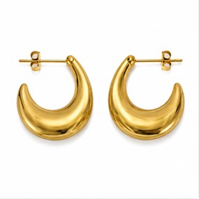 Luna Gold Sculptural Drop Hoops