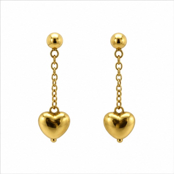 Amour Gold Heart Chain Earrings