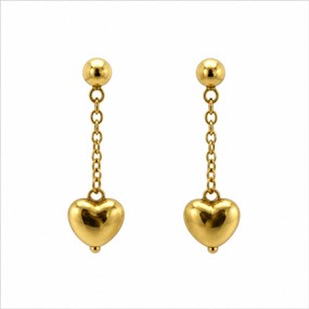 Amour Gold Heart Chain Earrings