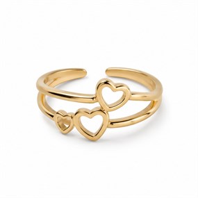 Amora Gold-Tone Triple Heart Ring