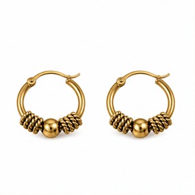 Corde Gold-Tone Rope and Bead Hoops