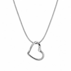 Amour Silver-Tone Open Heart Necklace