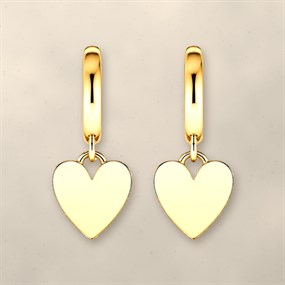 Amour Gold-Tone Heart Charm Hoops